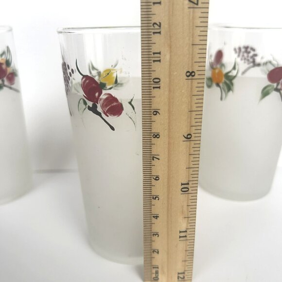 Vintage Frosted Tumbler Glasses with fruit & Berries Set of 3 - Picture 4 of 6
